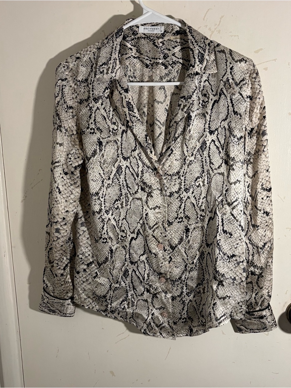 Equipment Black & White Snake Print Button-Down Blouse